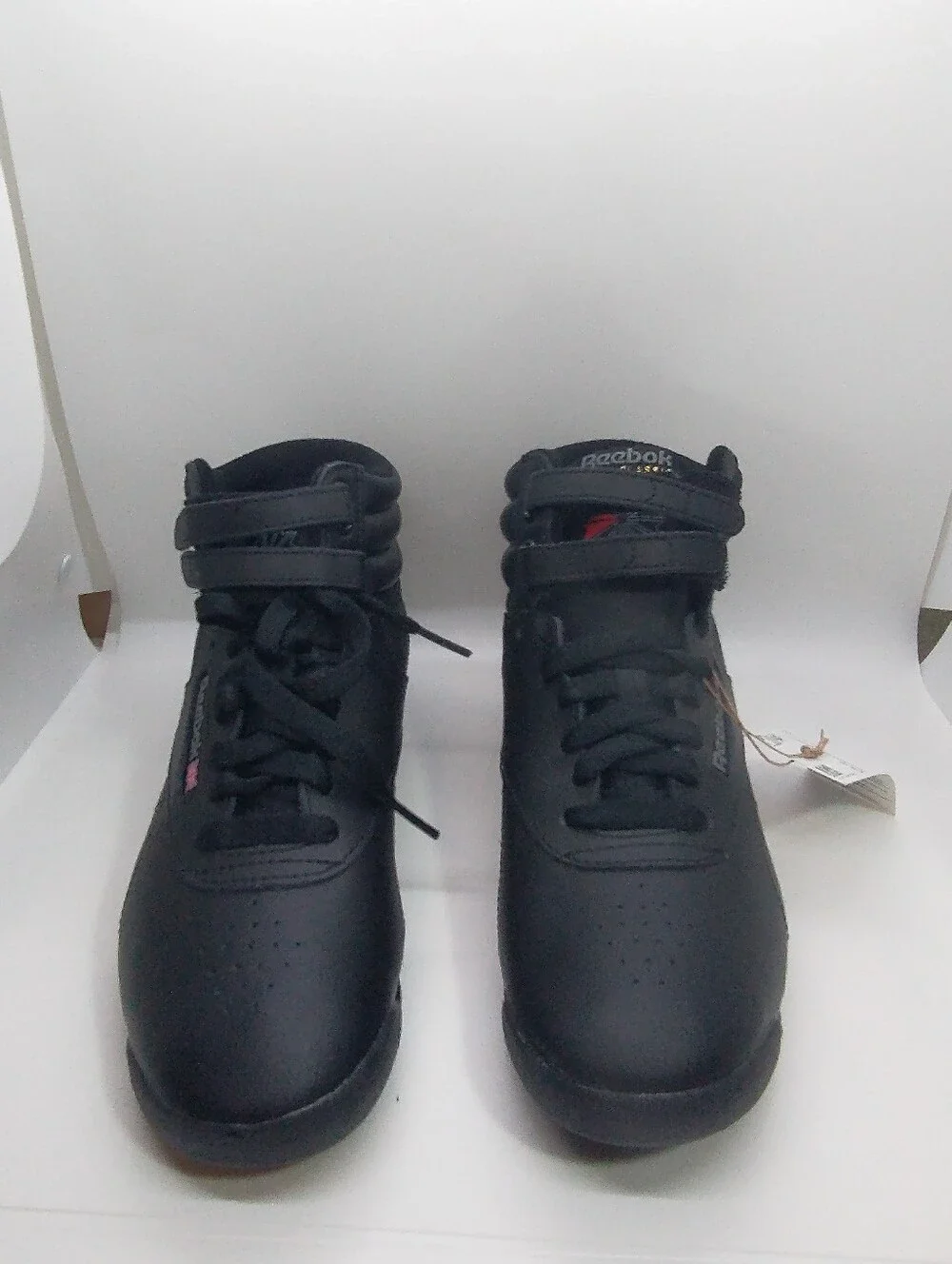 Reebok Classic Freestyle Triple Black High Top Leather Sneaker Womens Size 8